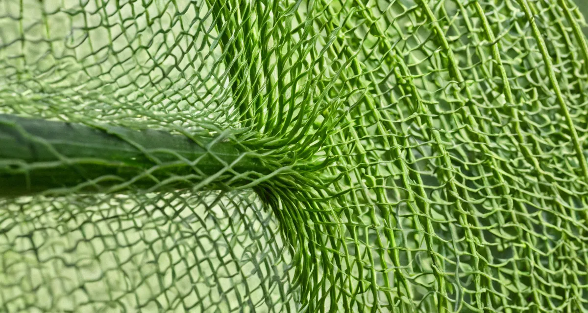 Ranke einer Gurkenpflanze am Spalier