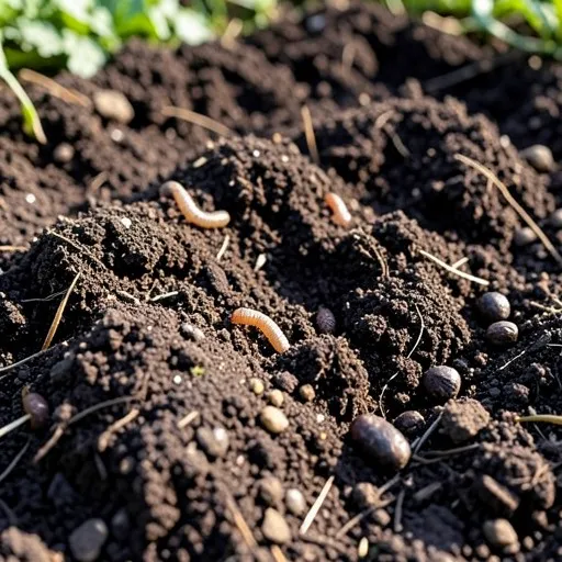 Kaffeesatz im Kompost vermischt