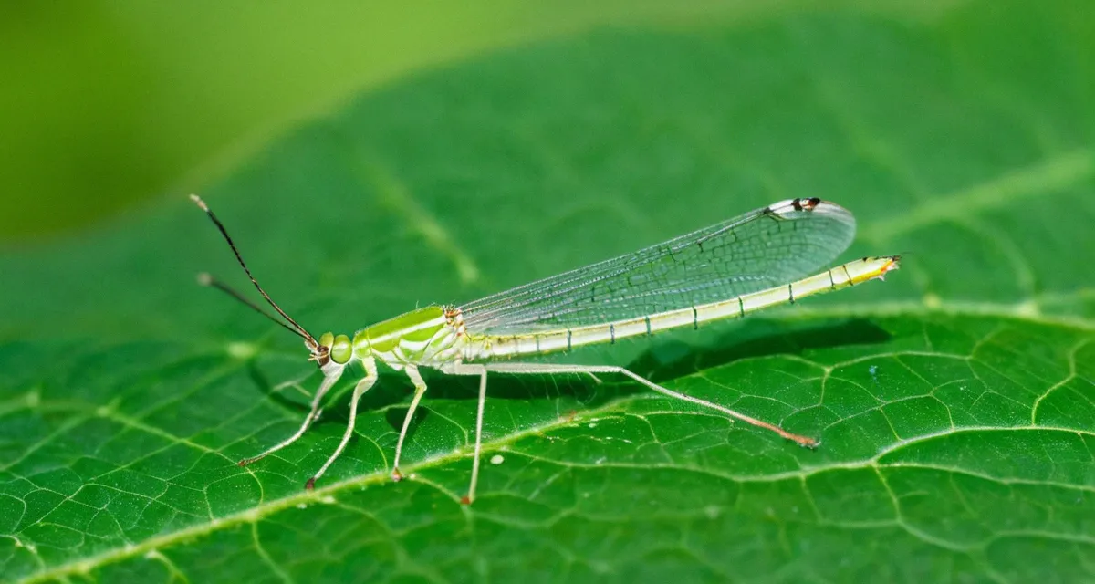 Florfliege auf einem Blatt, ein nützlicher Gartenhelfer